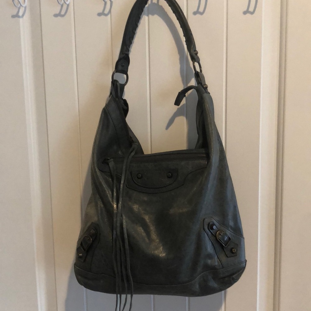 Balenciaga gray hobo bag